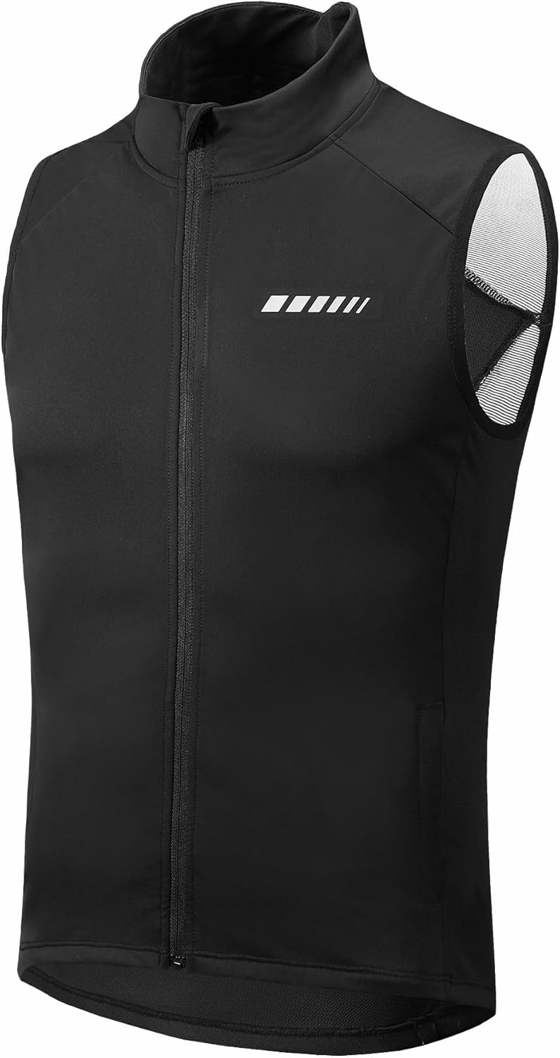 qualidyne Men's Windproof Cycling Vest, Full-Zip Winter Sleeveless Bike Jacket with Zip Pockets - Image 1